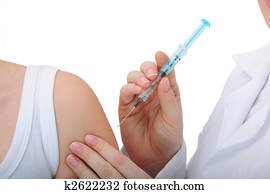 vaccination:, médico, dar, injeção