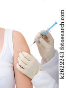 vaccination:, médico, dar, injeção