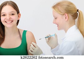 vaccination:, médico, dar, injeção