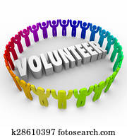 Volunteer People in Ring Around 3d Word Donate Time Volunteer People in Ring Around 3d Word Donate Time