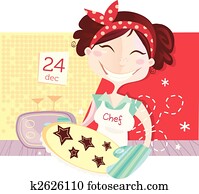 אישה, is, לעשות, עוגיות של חג ההמולד