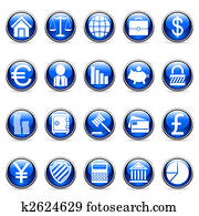 矢量, 事務, 以及, 財政, buttons.