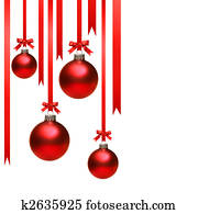 Christmas balls hanging with ribbons on white Christmas balls hanging with ribbons on white