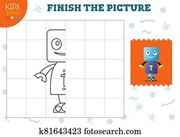 Copy picture vector illustration. Complete and coloring game for preschool and school kids Copy picture vector illustration. Complete and coloring game for preschool and school kids
