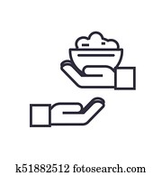 donate food concept vector thin line icon, symbol, sign, illustration on isolated background