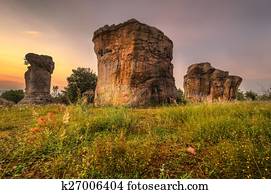 Mor Hin Khao  or Stonehenge of Thailand in the morning 