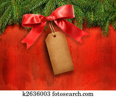 Pine branches with gift tag 