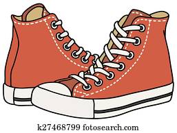 Red sneakers Picture | k8933704 | Fotosearch