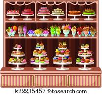 Store of sweets and bakery. vector illustration Store of sweets and bakery. vector illustration