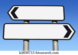 Two way blank road sign with copy space.