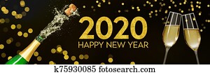 Bottle with champagne glasses 2020 Bottle with champagne glasses 2020