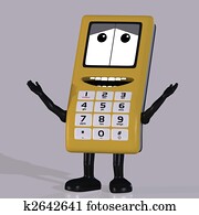 Cartoon cell phone with cute and funny emotional face Cartoon cell phone with cute and funny emotional face
