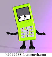 Cartoon cell phone with cute and funny emotional face Cartoon cell phone with cute and funny emotional face