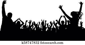 Crowd cheer people silhouette. Applauding audience, vector. Concert, party Crowd cheer people silhouette. Applauding audience, vector. Concert, party