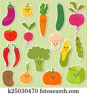 Cute vegetables, healthy food Cute vegetables, healthy food