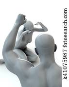 Domestic violence, man beating woman concept