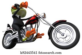 Fun frog on a motorcycle - 3D Illustration Fun frog on a motorcycle - 3D Illustration