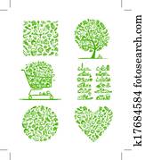 Healthy food set, sketch for your design Healthy food set, sketch for your design