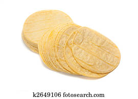 Stack of corn tortillas on white Stack of corn tortillas on white
