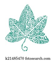 tribal, tattoo., hera, folha