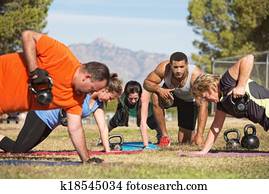 adultos, exercitar, ao ar livre