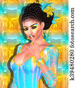 bruneta, kráska, a fashion, makeup