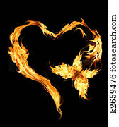 Flying butterfly with fiery wings Flying butterfly with fiery wings