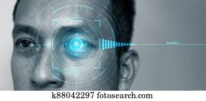 Future security data by biometrics eye scanning.