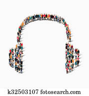 group people shape headphones group people shape headphones