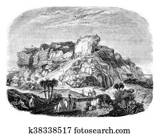 ruinen, von, dass, turm, von, babel, ansichten, von, süden, seite, altmodisch, engraving.