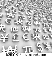 全球的貨幣, 符號, -, 白色