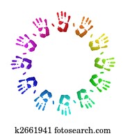 Colored handprints
