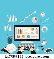 geschaefts, analytics, begriff, illustration.
