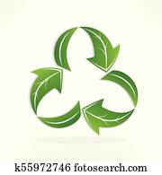 Green leafs arrow recycle logo