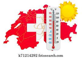 Heat in Switzerland concept. 3D rendering Heat in Switzerland concept. 3D rendering