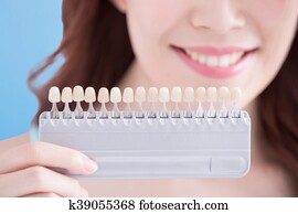 mulher, dentes, whitening, conceito