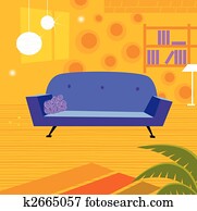 Retro living room in retro style Retro living room in retro style