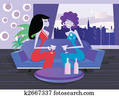 Retro night party in night bar