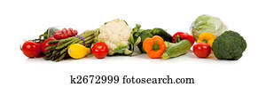A row of vegetables on white A row of vegetables on white