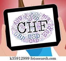Chf Currency Shows Swiss Franc And Banknotes