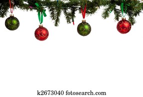 Christmas ornament/baubles hanging from garland Christmas ornament/baubles hanging from garland