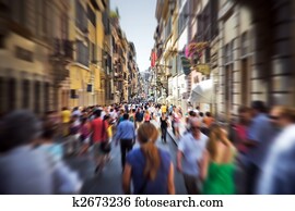 Crowd on a narrow Italian street Crowd on a narrow Italian street