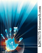 digital, segurança, toque