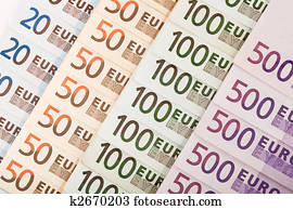 European currency banknotes background
