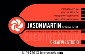 kreativ, orange, geschäftskarte