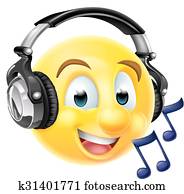 Music Emoji Emoticon Wearing Headphones Music Emoji Emoticon Wearing Headphones