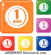 peso, ikonok, állhatatos, vektor, szín