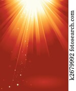 Red golden light burst with stars Red golden light burst with stars