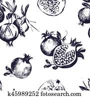 Seamless pattern with pomegranates. Fruit on white background. Seamless pattern with pomegranates. Fruit on white background.