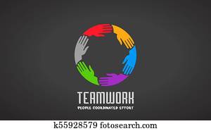 teamwork, handlowy wręcza, logo, projektować